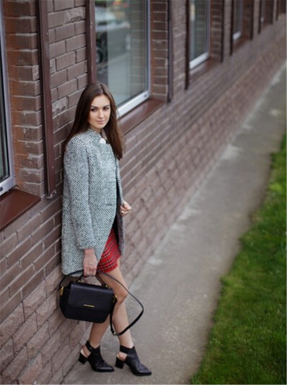 Women's Autumn/Winter Original Tweed Coat Long Sleeve Trench Coat Plus