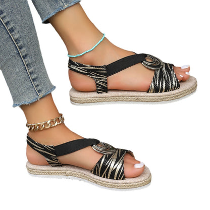 Women's Sandals with Slope Heel and Hemp Bottom Fish Mouth Sandals