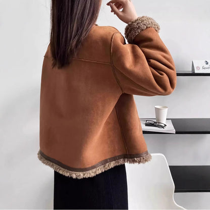 High-end Design Chinoiserie Faux Fur Casual Versatile Short Jacket for Women Winter Thickened Coat